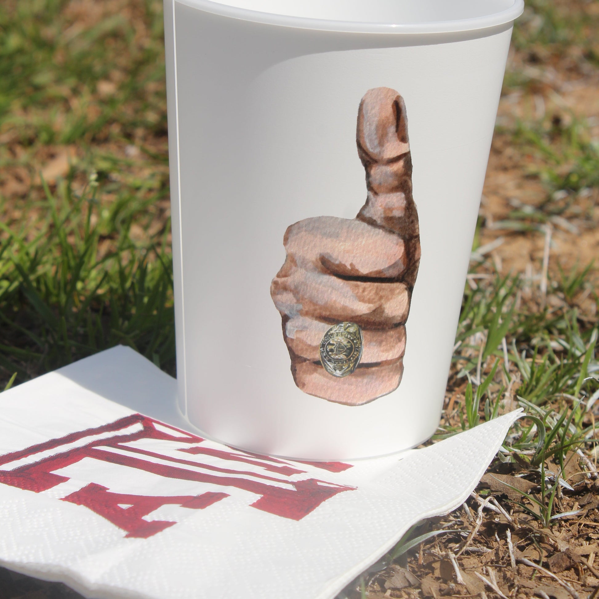 Texas A&M logo napkin set, set of 20. Reusable Texas A&M Gig 'Em plastic Cup set