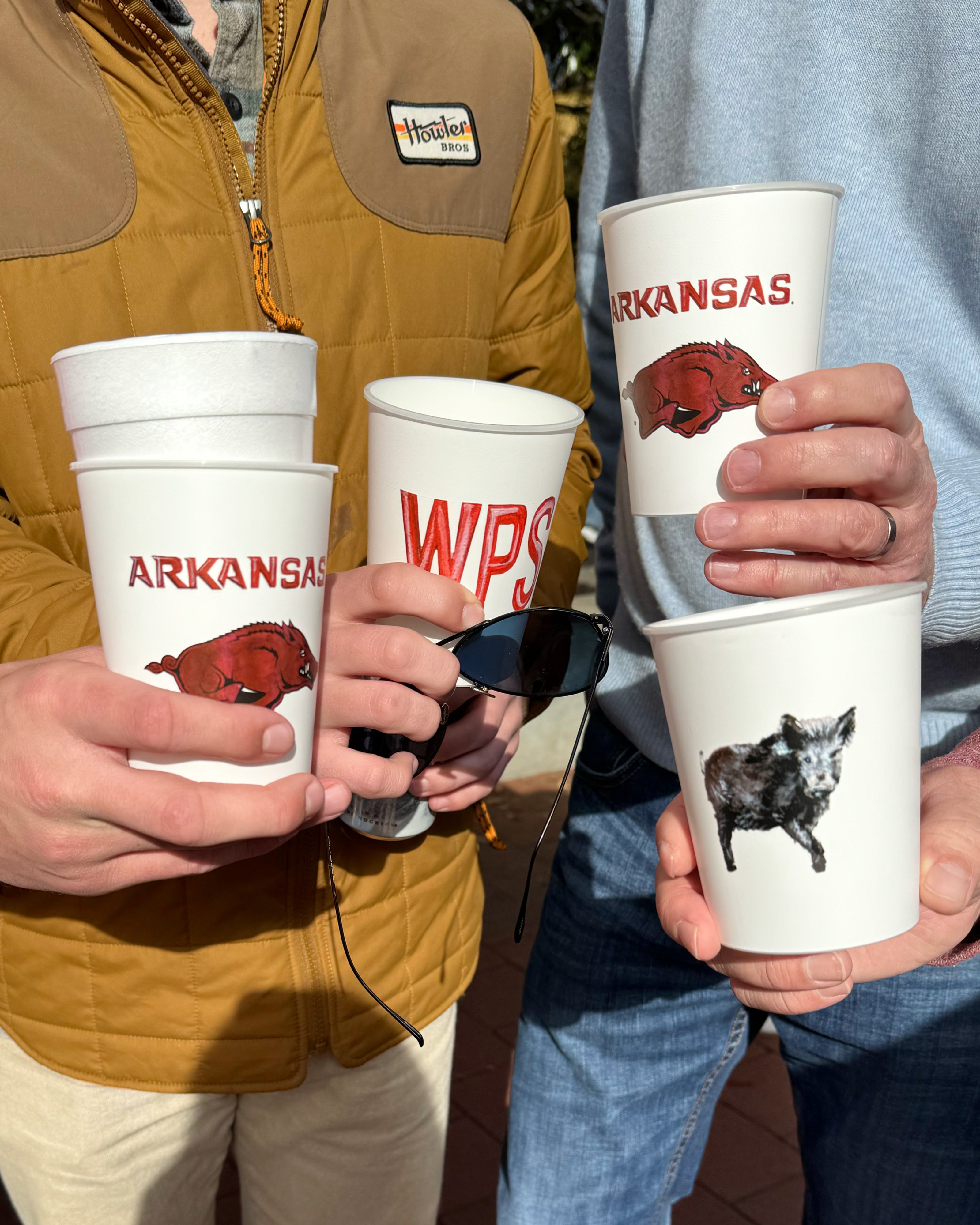 Arkansas reusable cup sets by FOSTER, perfect for tailgating and graduation