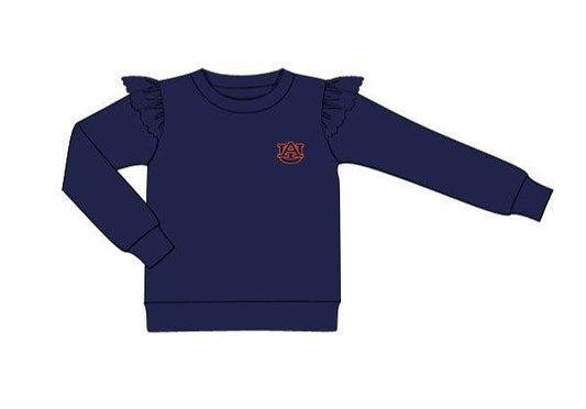 Girls Auburn Ruffled Sweatshirt