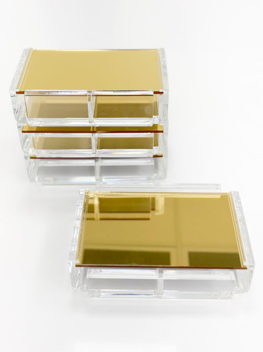 Gold Metallic Acrylic Double Deck Card Case