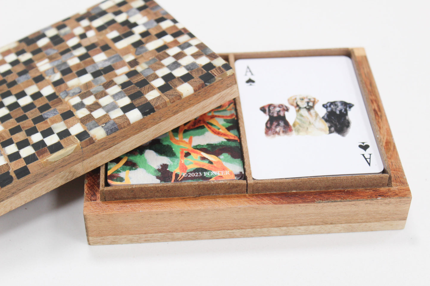 Wooden Tile Playing Card Box