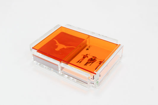 Orange acrylic playing card case from FOSTER