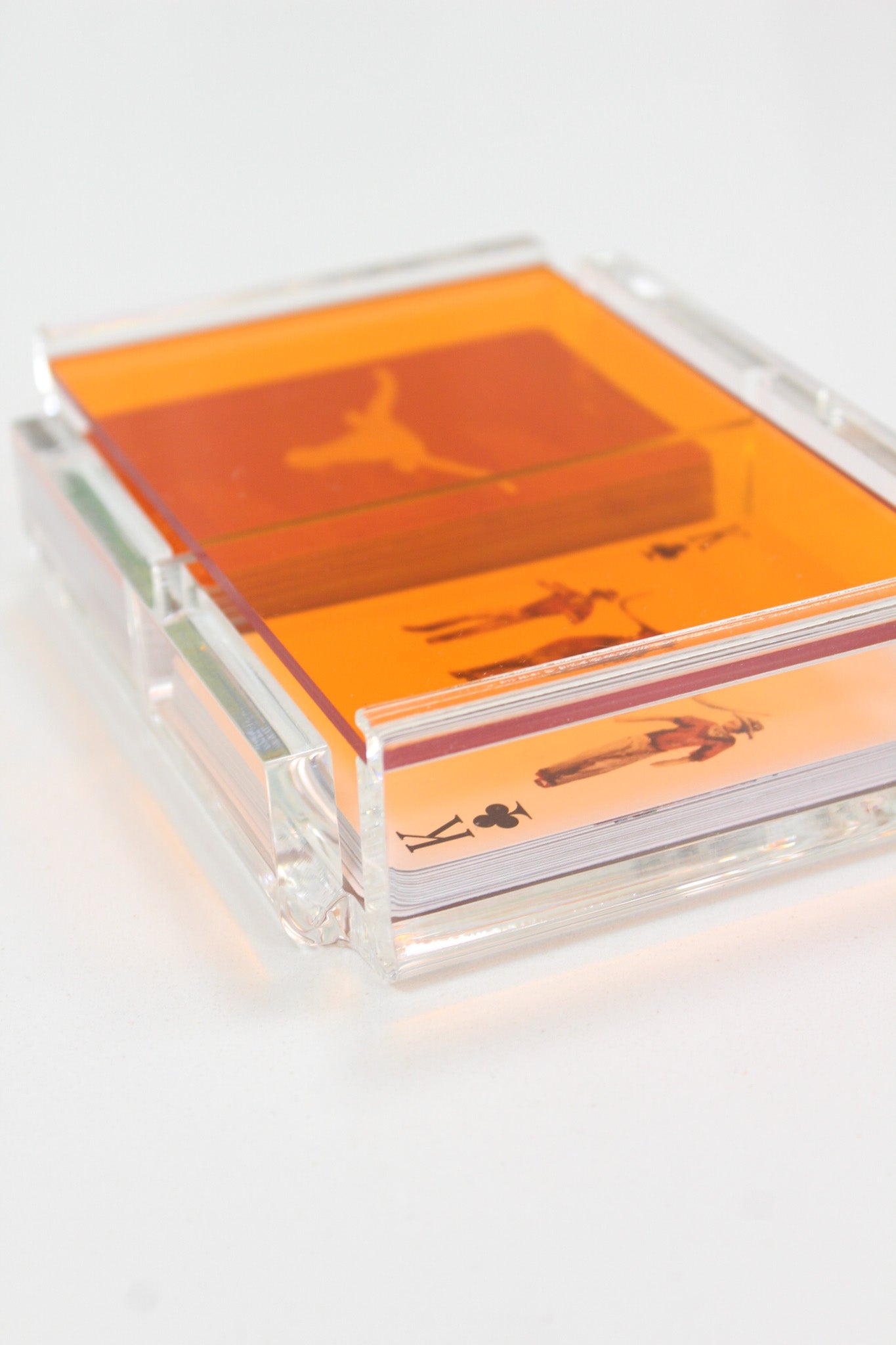 University of Texas Playing Card Display Bundle - Orange Translucent Acrylic Double Display