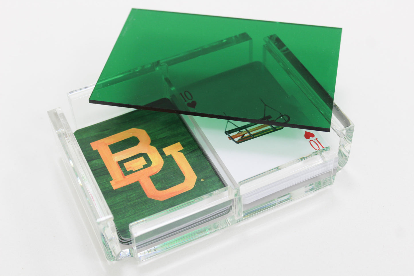 Green acrylic playing card case