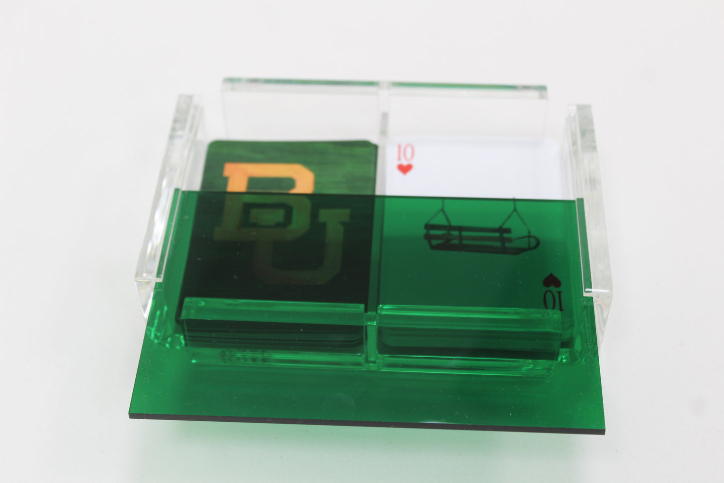 Green acrylic playing card case by FOSTER