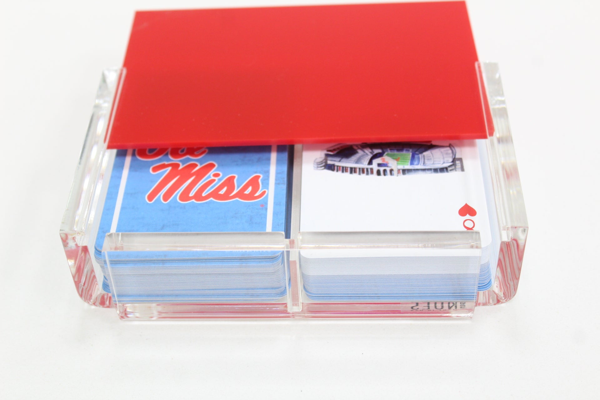 Ole Miss Playing Card Display Bundle- Red Double Deck Card Holder