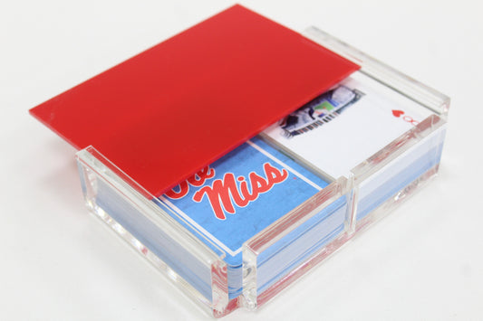 Ole Miss Playing Card Display Bundle- Red Double Deck Card Holder