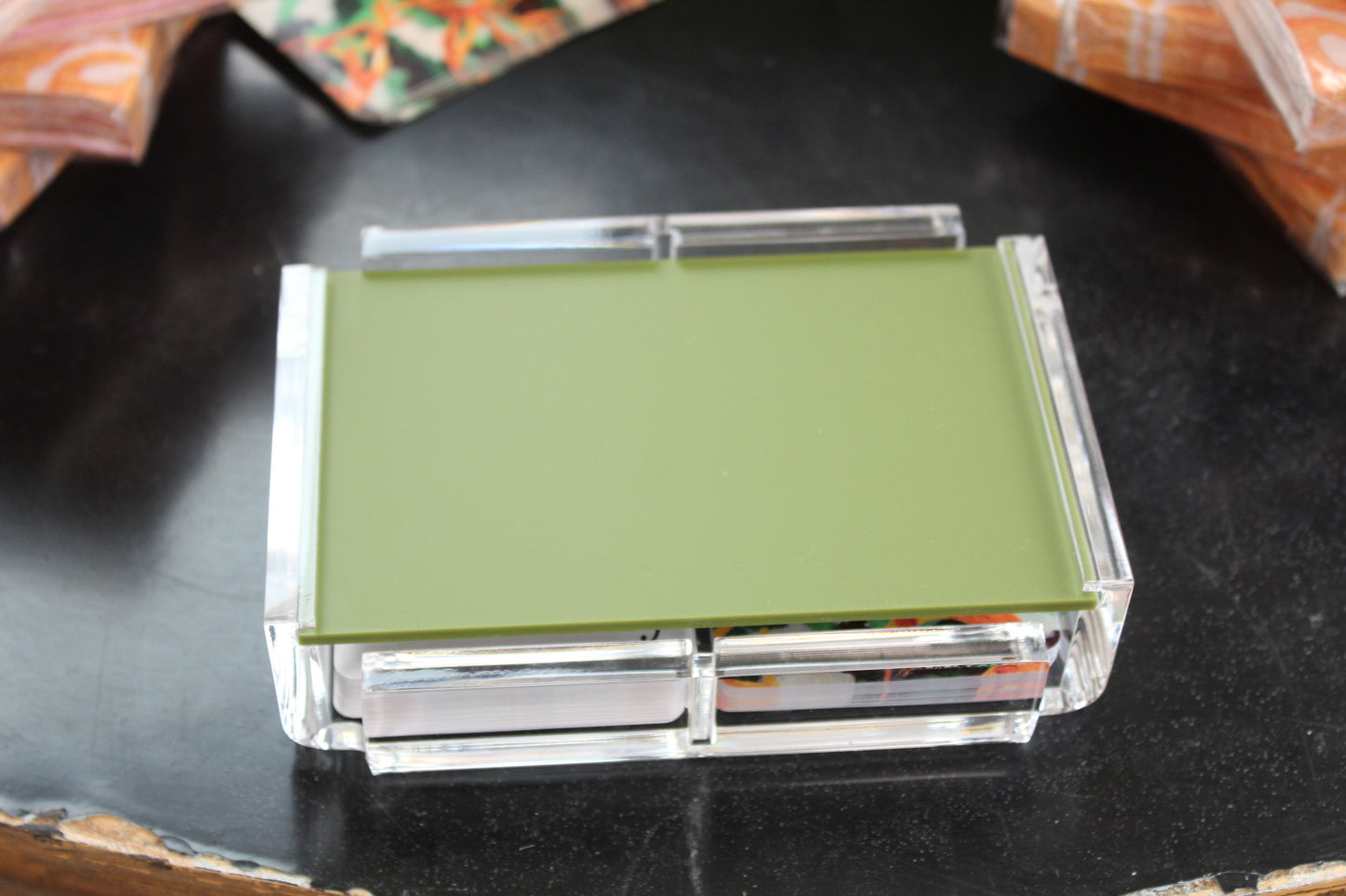 olive green acrylic matte card case