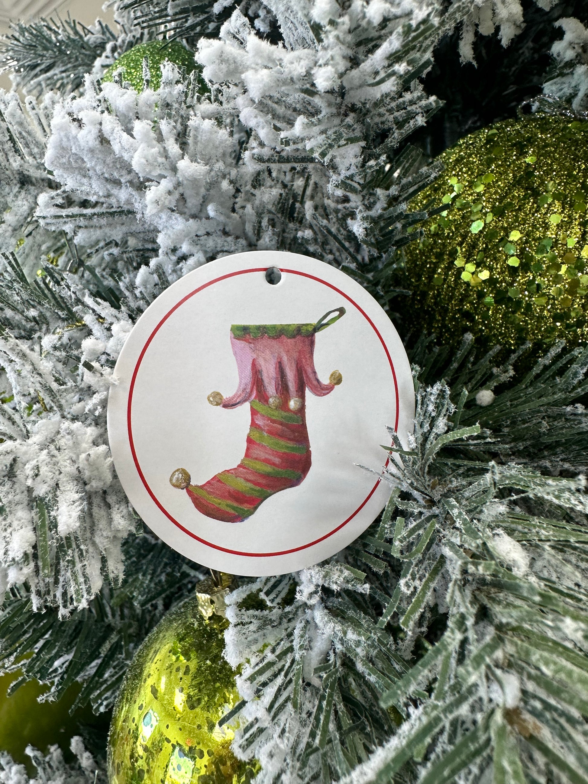pink christmas stocking gift tags