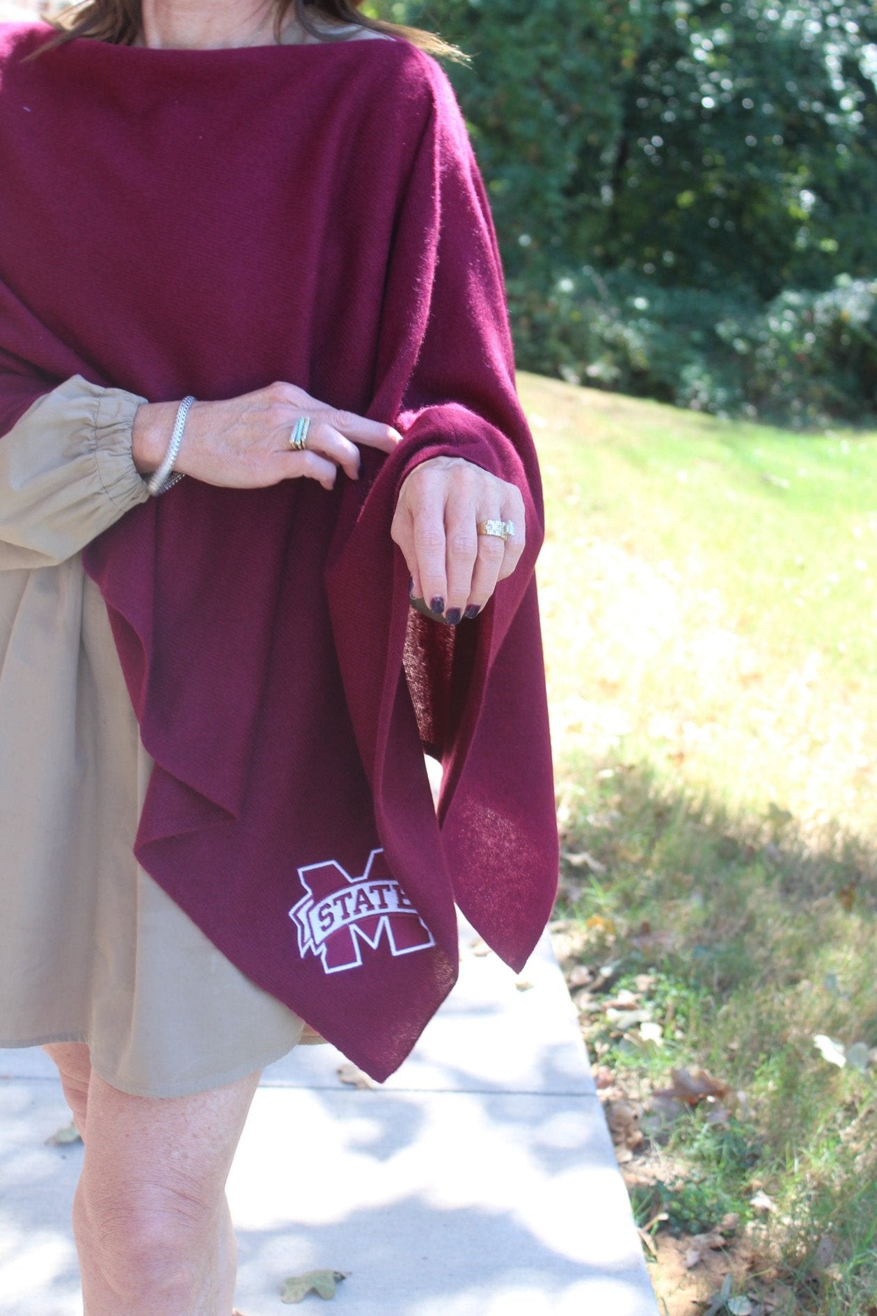 MS State Collegiate Cashmere Poncho by FOSTER