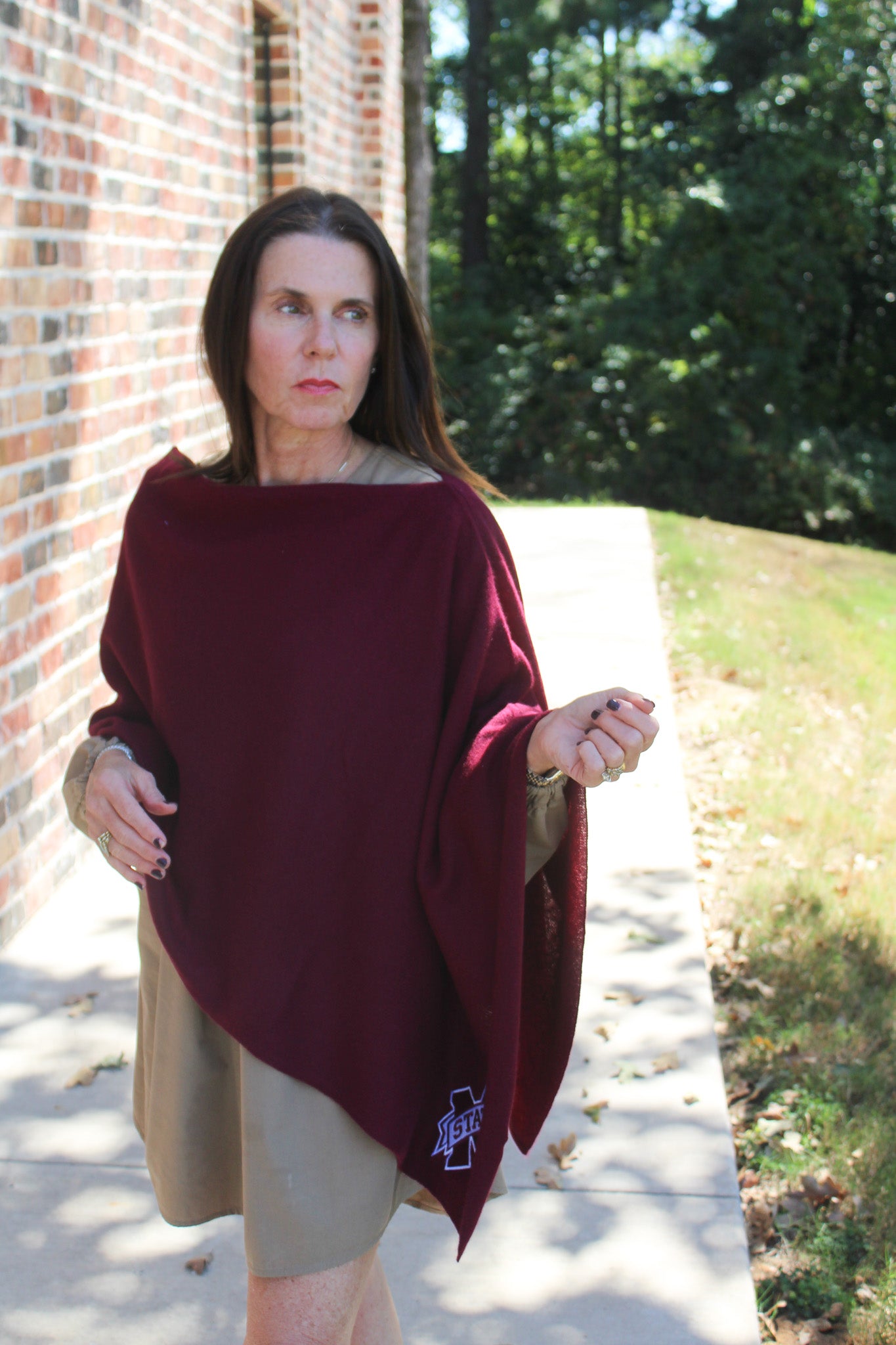 MS State Collegiate Cashmere Poncho by FOSTER