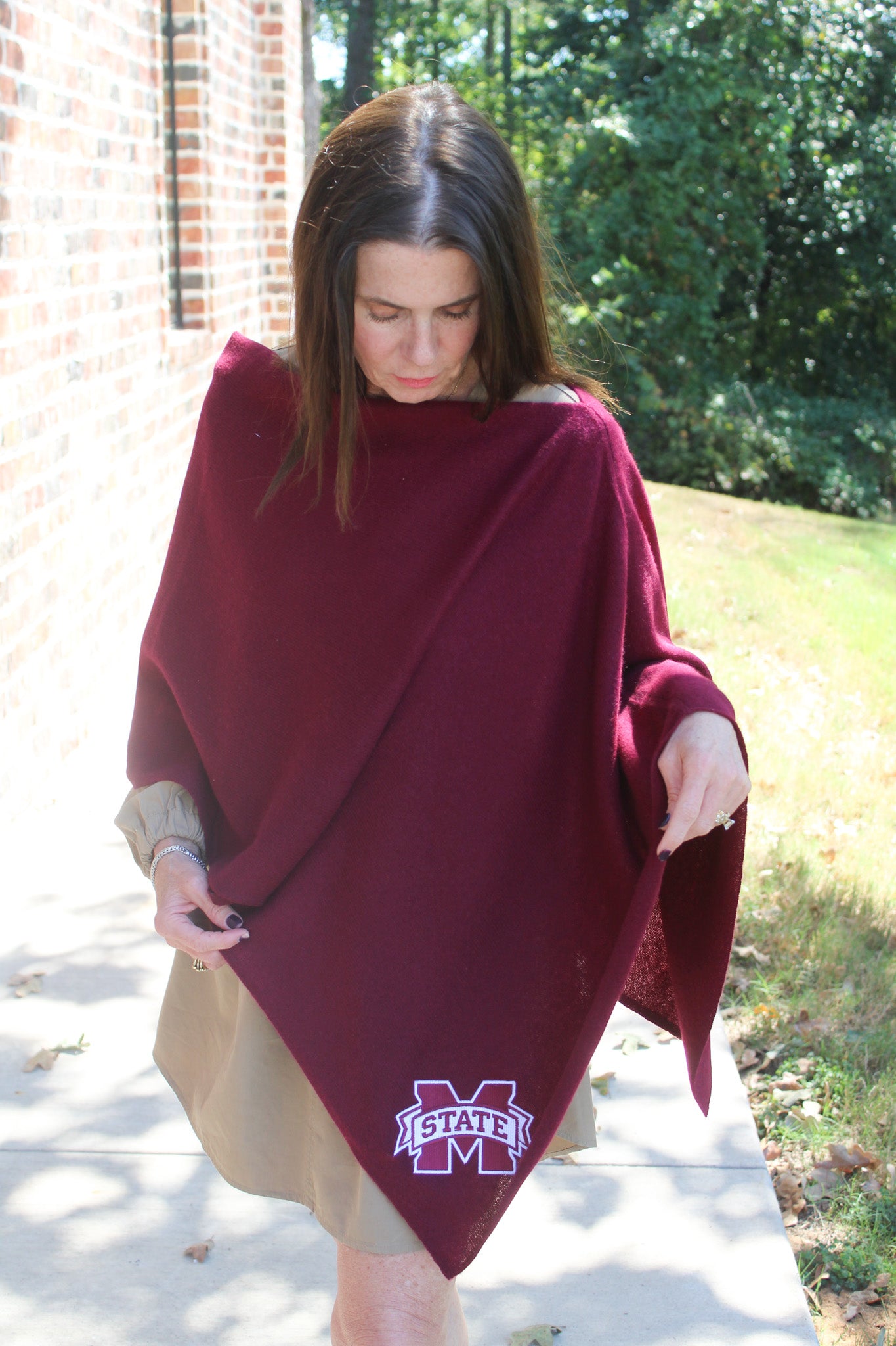 MS State Collegiate Cashmere Poncho by FOSTER