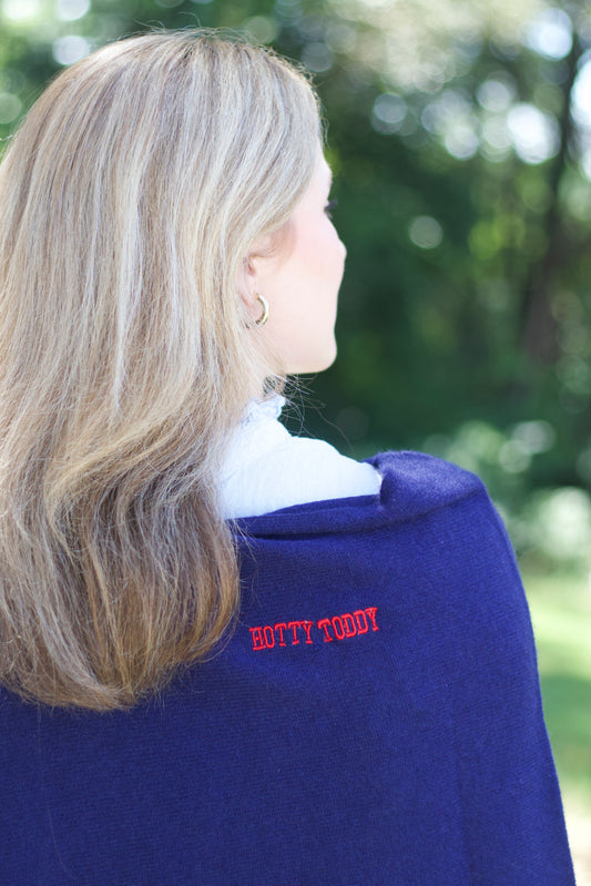 Navy Ole Miss cashmere scarf wrap