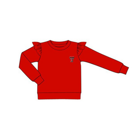 Officially Licensed Texas Tech Ruffled Sweatshirt