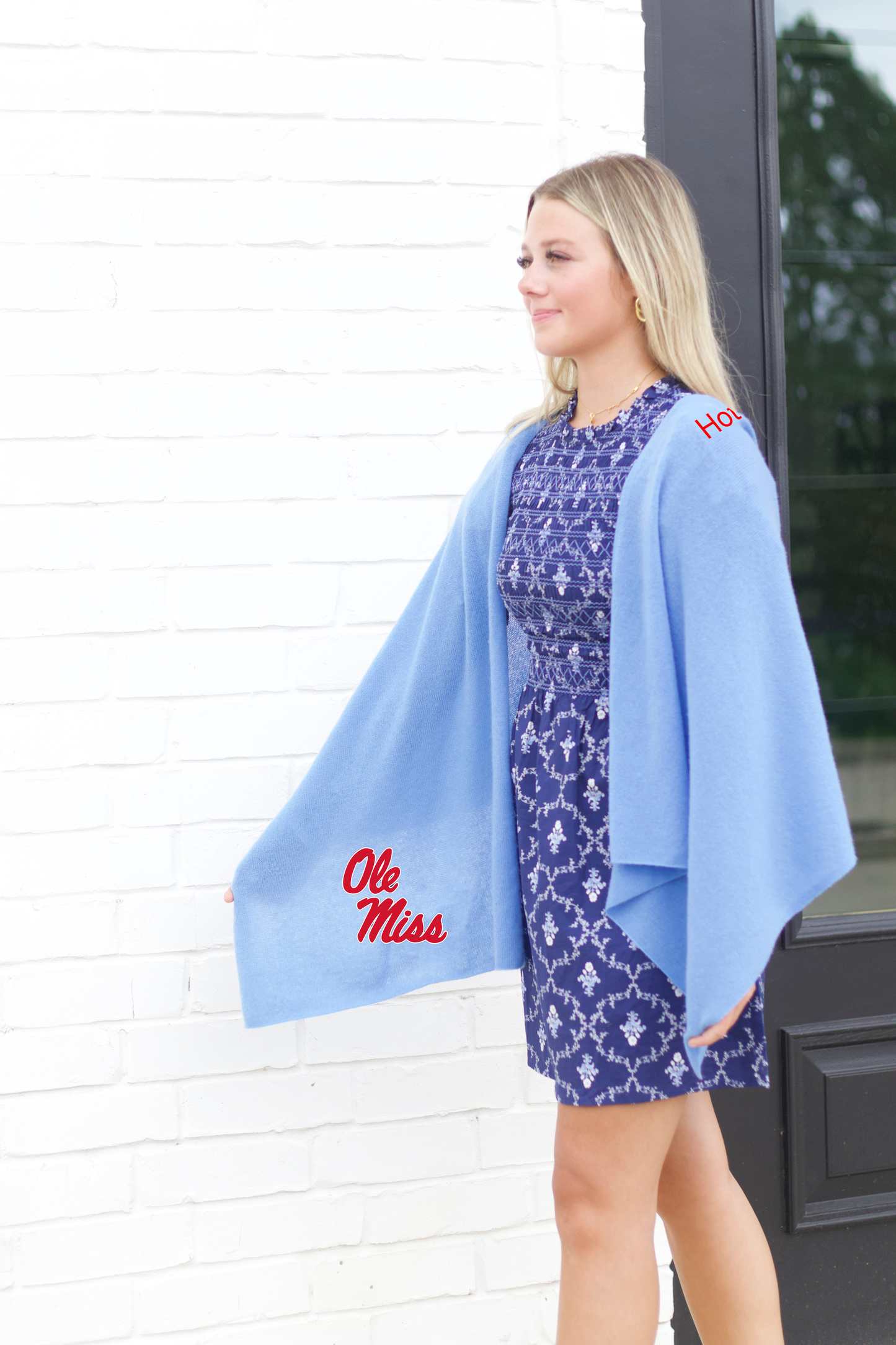 Ole Miss Agate Blue Cashmere Scarf