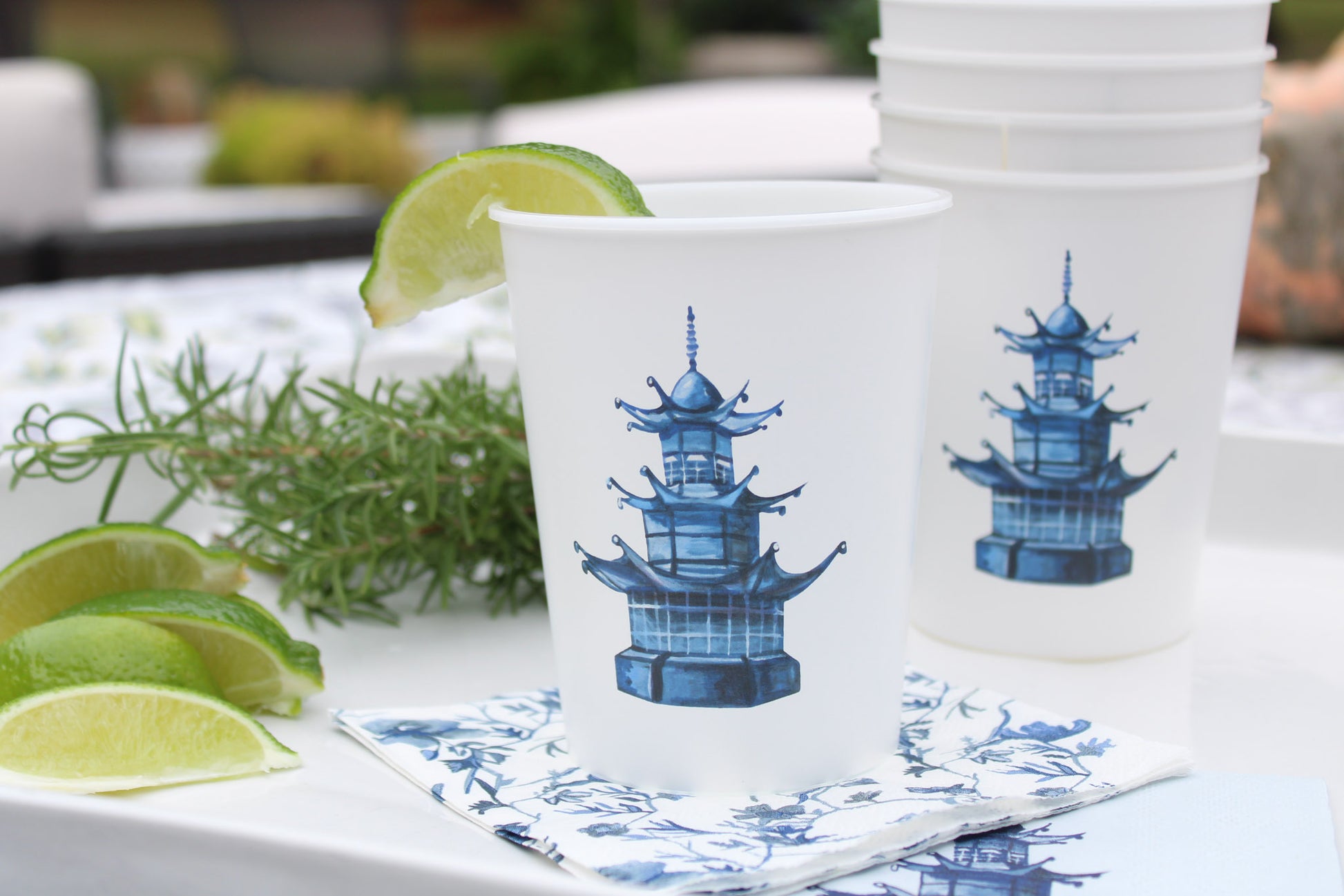Blue Pagoda Reusable Cup Set by FOSTER