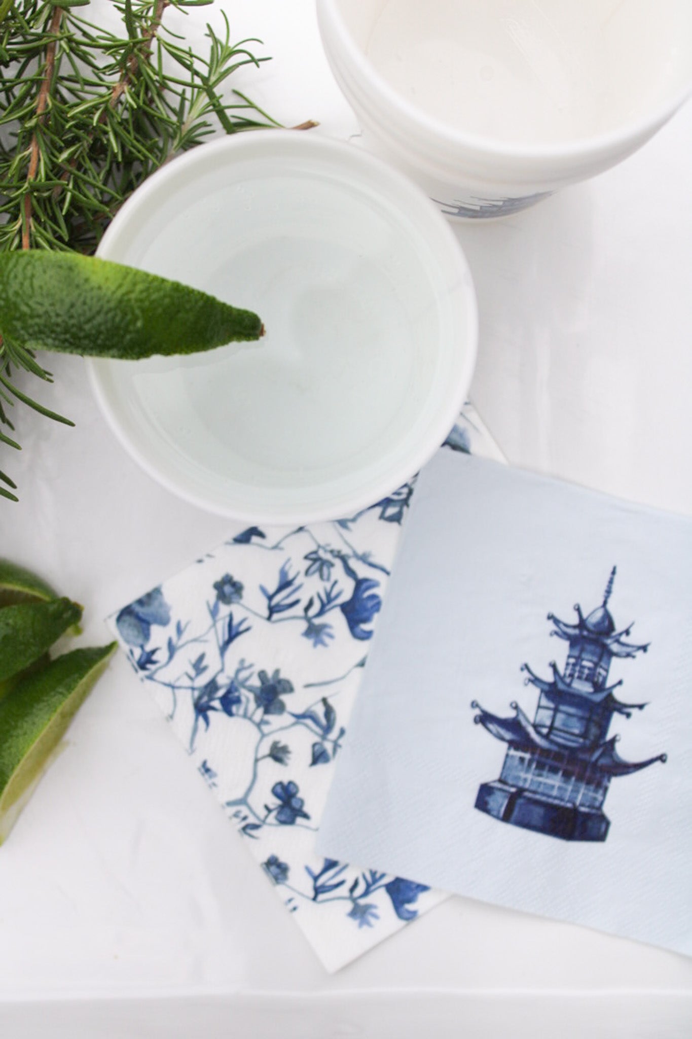 blue pagoda beverage napkin set