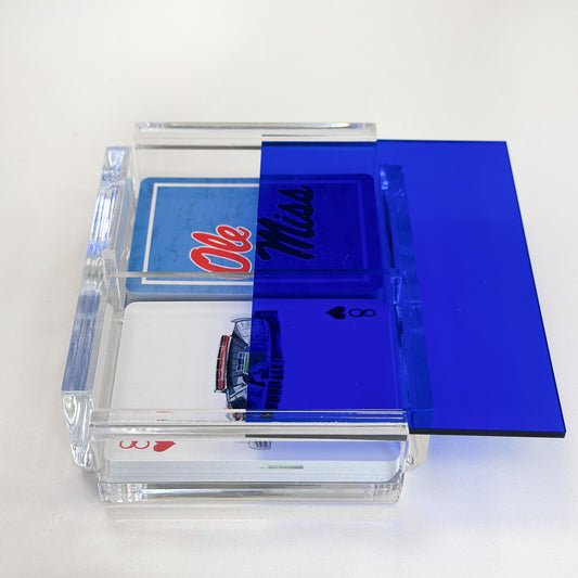 Ole Miss Playing Card Display Bundle - Blue Acrylic Double Display