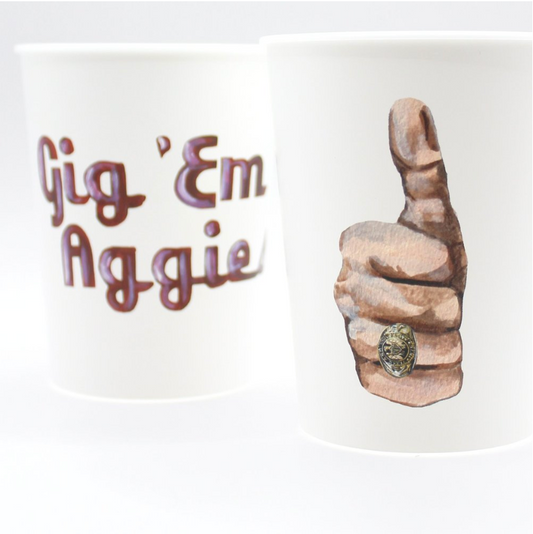 Thumbs Up/Gig Em Cup Set