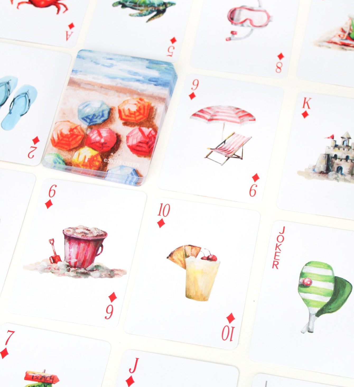 beach playing cards