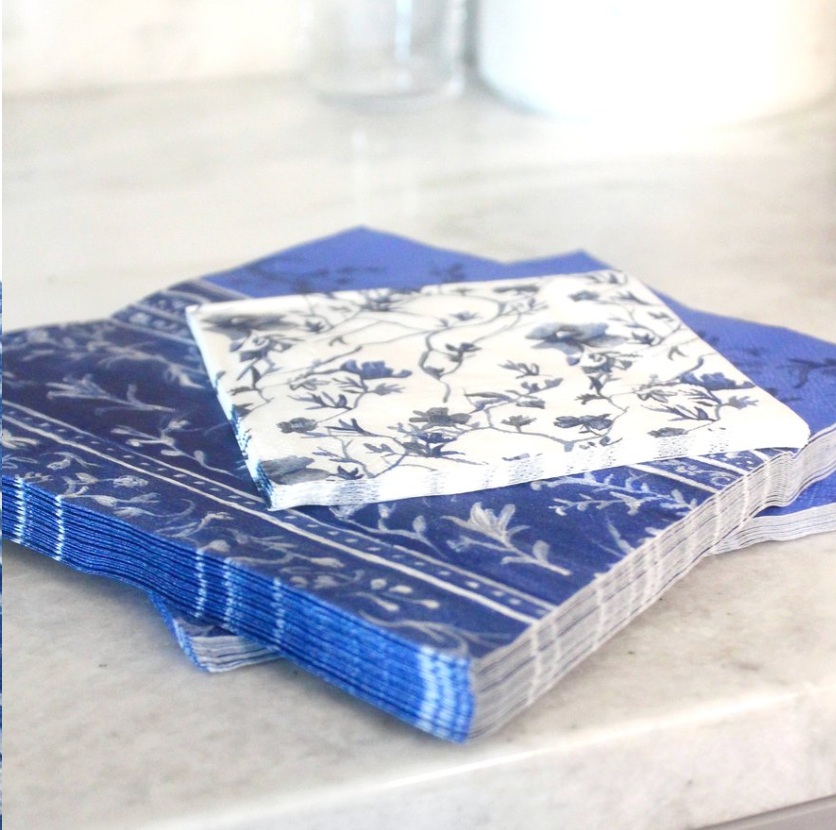 blue and white dinner napkins by FOSTER