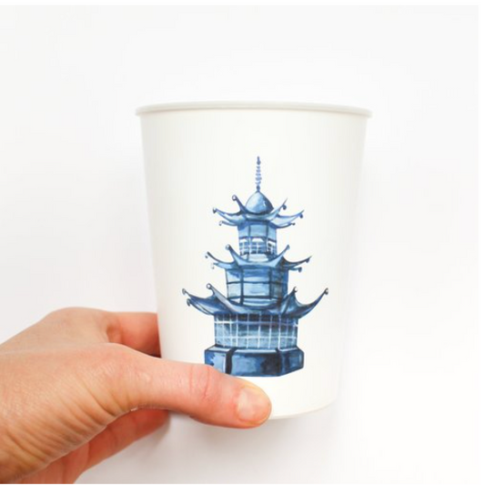 Blue Pagoda Cup Set