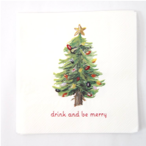 drink and be merry holiday napkins