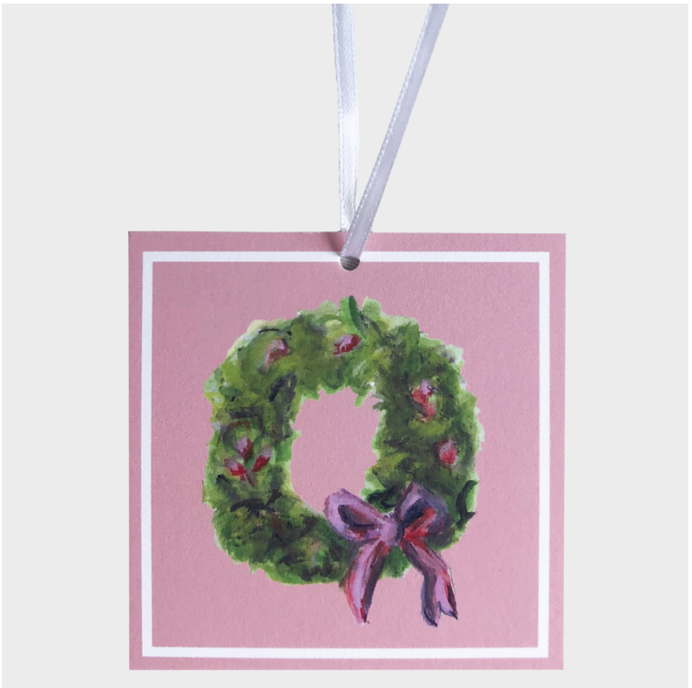 Pink Wreath Gift Tag Set