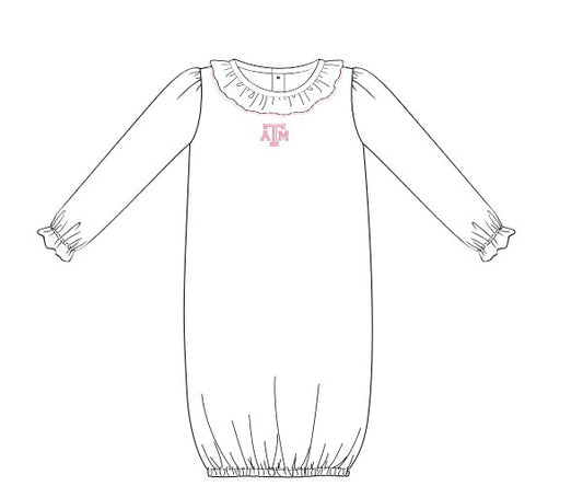 Texas A&M Knit Ruffle Baby Gown