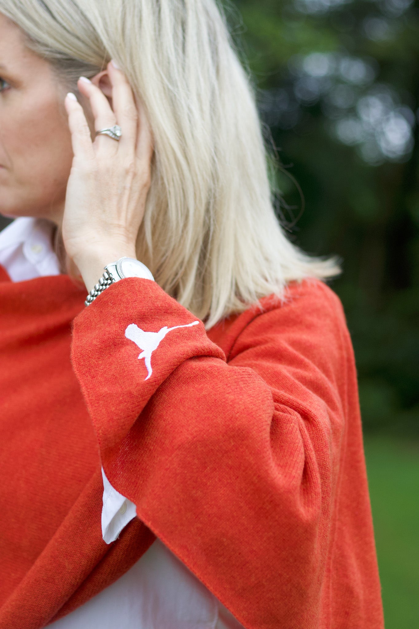 UT Longhorn Orange Cashmere Poncho