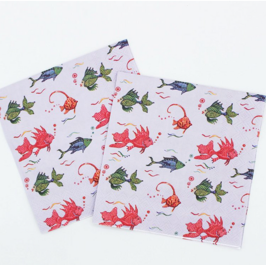 FOSTER under the sea paper napkins with colorful fish